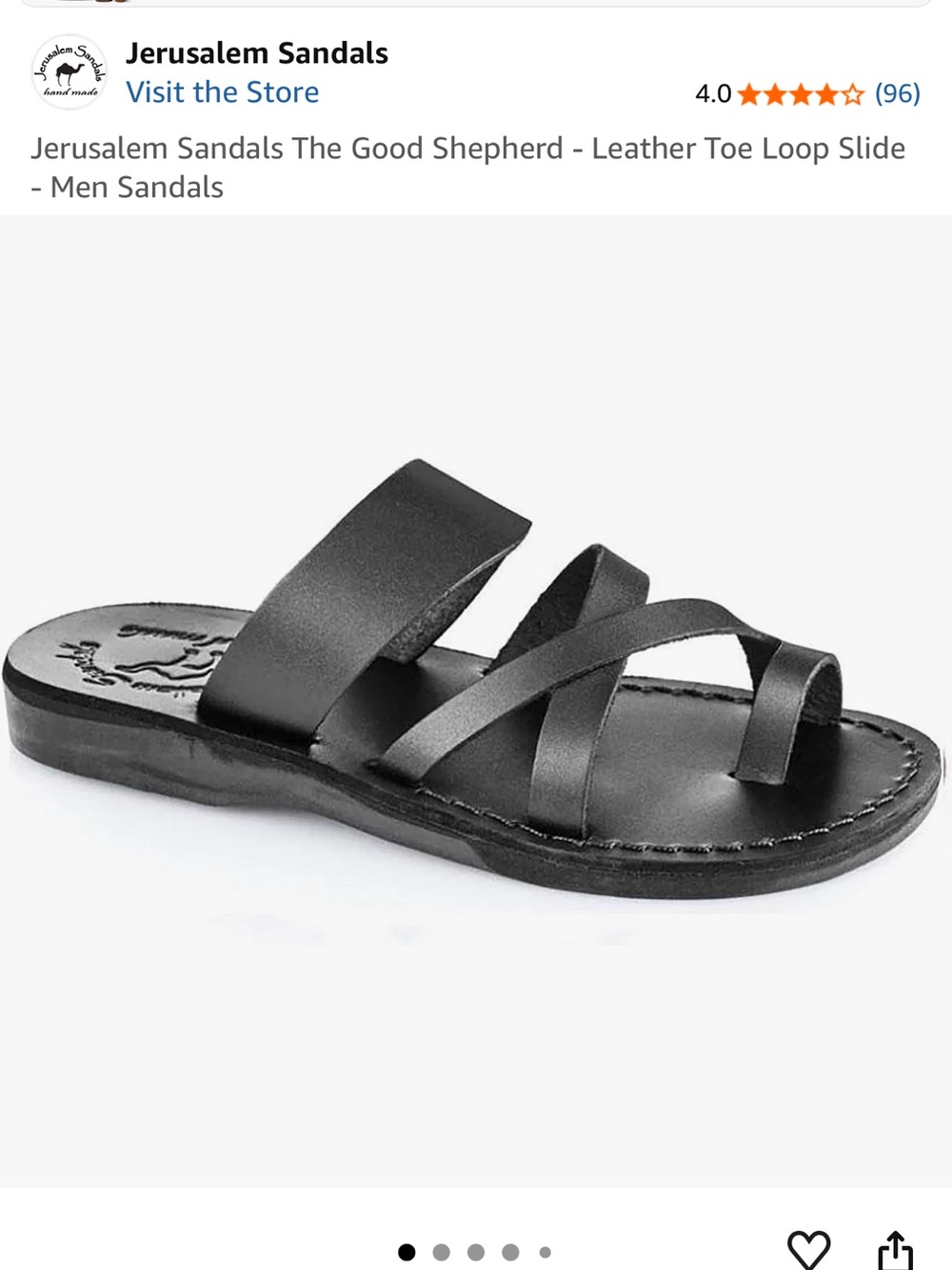 Jerusalem Sandals Women’s Black Leather Strappy Toe-Loop Sandal - Size 7